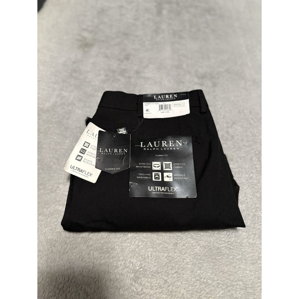 Lauren Ralph Lauren Ultraflex Black Dress Pants Mens 36x30 Classic Fit Stretch